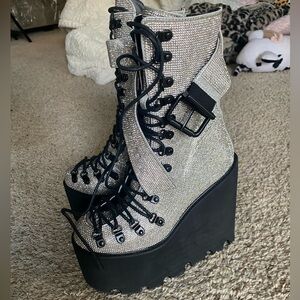 Dolls kill club exx crystal rhinestone traitor boots